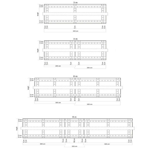 Gewapende afdekzeilen 220gr/m² afmetingen