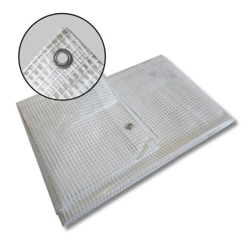 Gewapend transparant afdekzeil 8x10m 200gr/m² met ringen