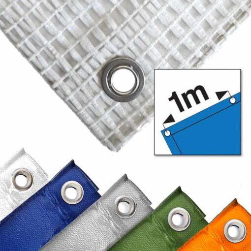 Gewapend transparant afdekzeil 8x10m 200gr/m² met ringen - Afbeelding 2