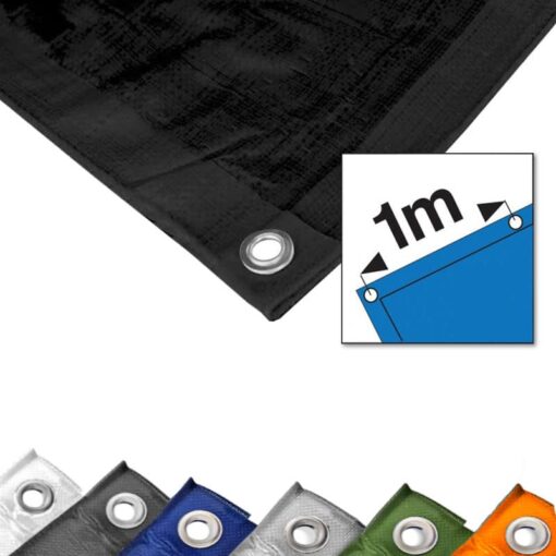 Zwart afdekzeil 6x8m 150gr/m² - Afbeelding 2