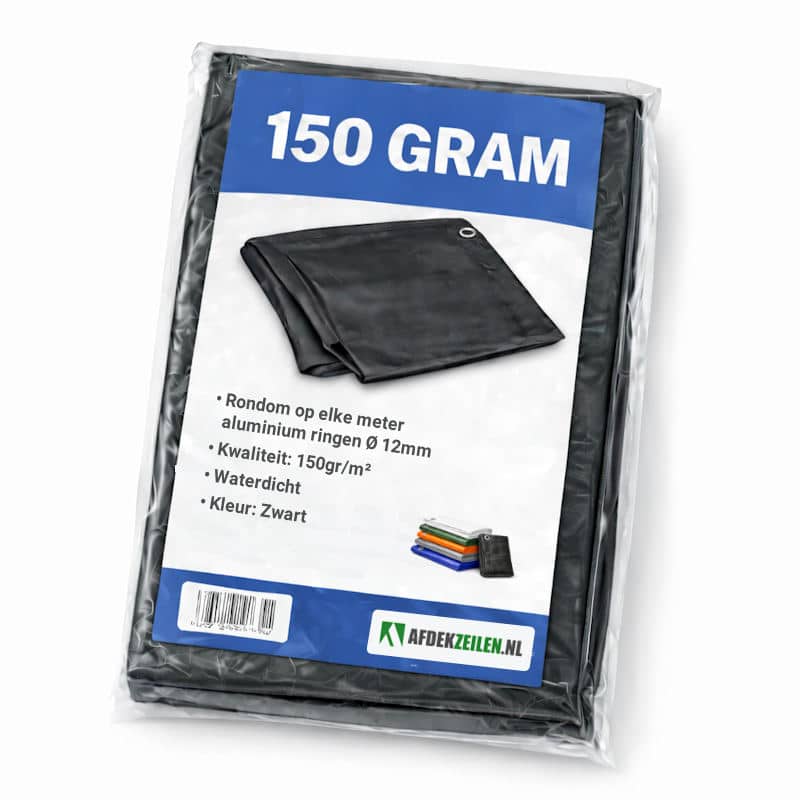 Zwart afdekzeil 12x15m 150gr/m²